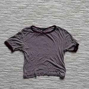 Brandy Melville burgundy striped t shirt